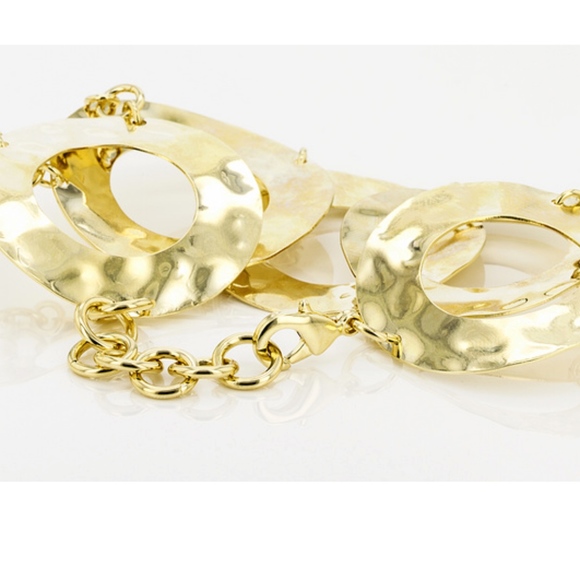 Italian Hammered Circles 18K Gold/Bronze Bracelet - Picture 5 of 7